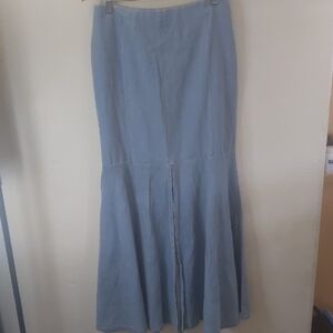 VENUS Light Denim Maxi Skirt Flare Out Mermaid Long Front Slit Zipper Y2K 60's